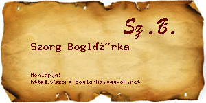 Szorg Boglárka névjegykártya